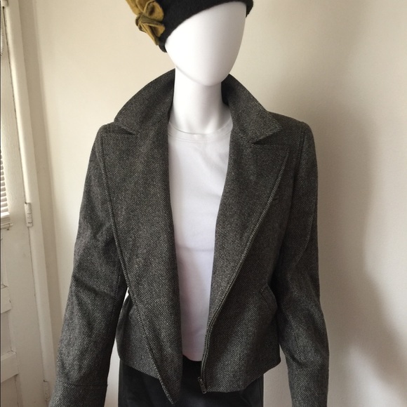 VTG Lauren Ralph Lauren wool tweed moto blazer/jacket - Picture 4 of 10